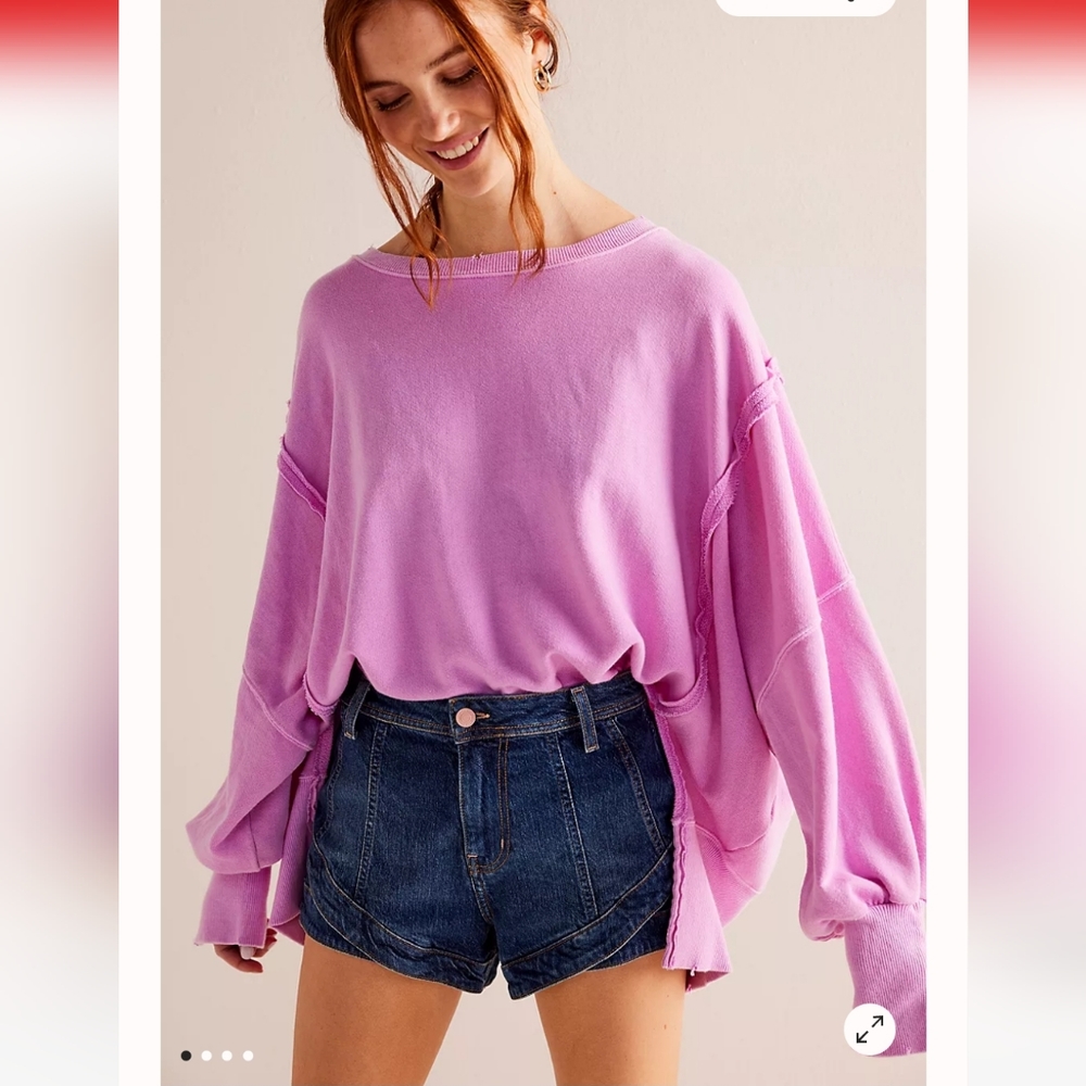 NWOT FREE PEOPLE CAMDEN Bubble Tea OVERSIZED PULLOVER Sweatshirt We The Free